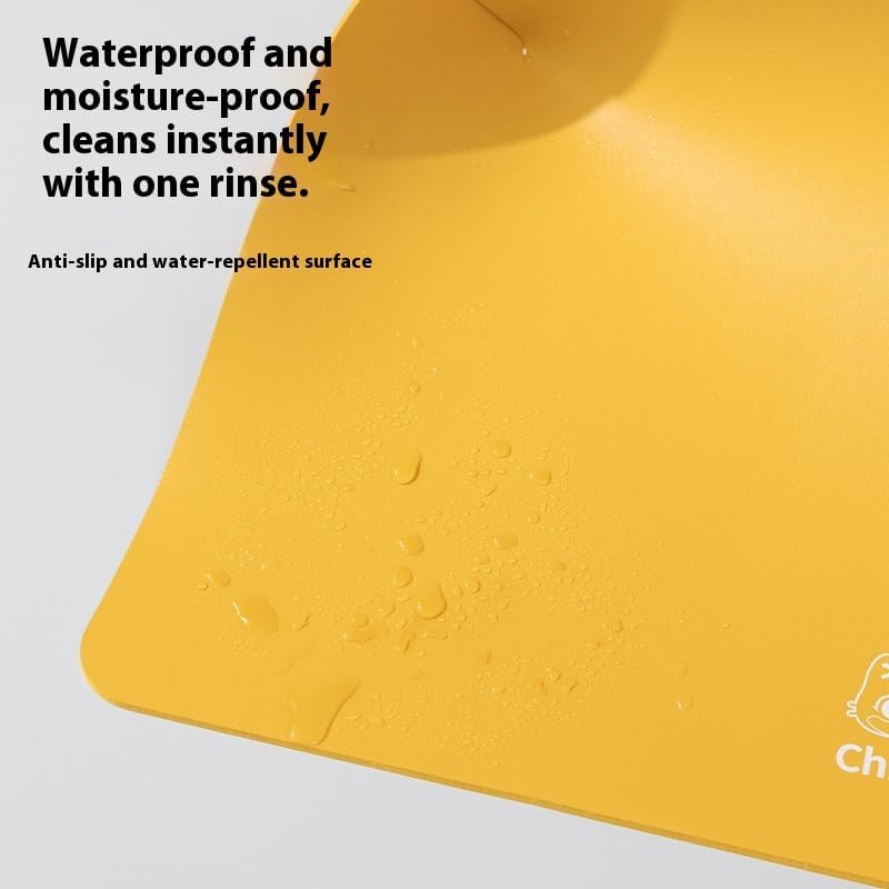 Furbedo Pet Food Mat | Waterproof Silicone Dog Food Mat & Pet Feeding Mat with Foldable Raised Edges, Non-Slip Easy Clean Bowl Tray for Cats & Dogs (45X30Cm) - Lemon Yellow image number 4