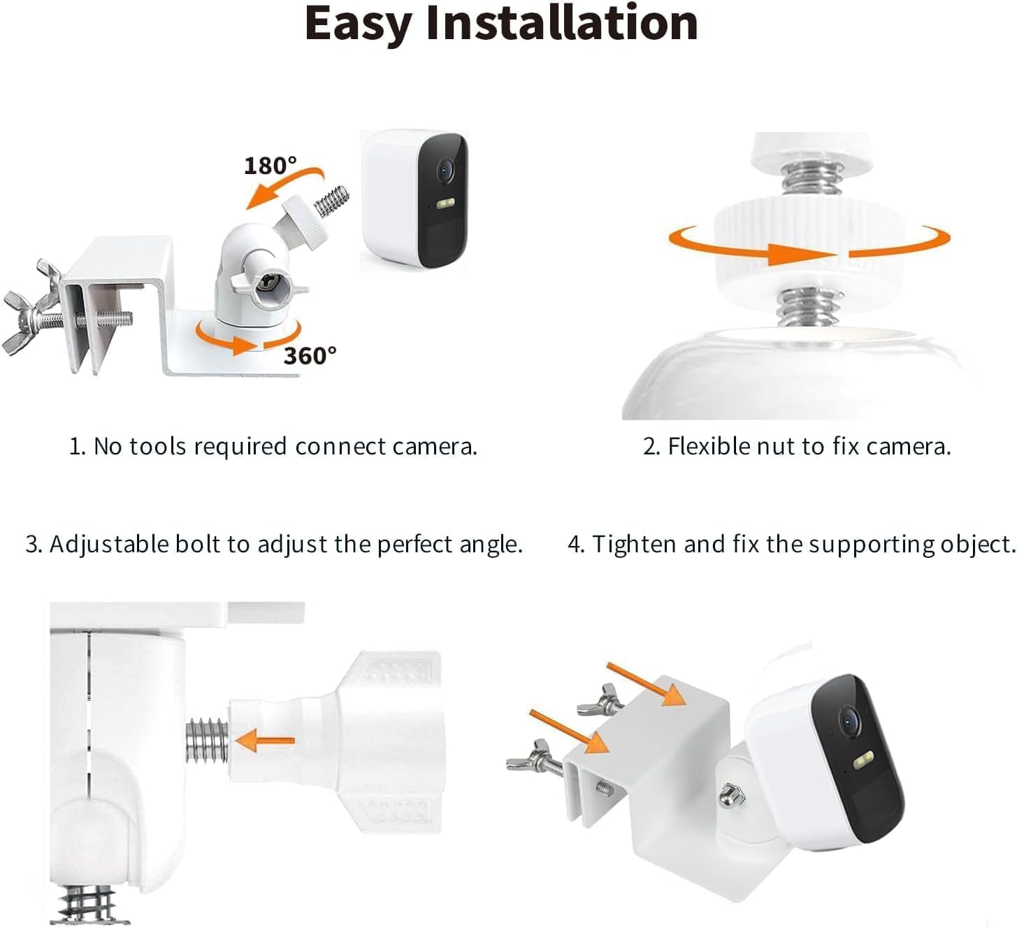 2 Pack Gutter Mount Compatible with Eufycam 2C/2C Pro, 2/2 Pro, 3C/S300, 3/S330,Solocam S220/C210, 360&deg;Rotation Security Bracket with 1/4 Screw Thread(Camera Not Included) image number 3