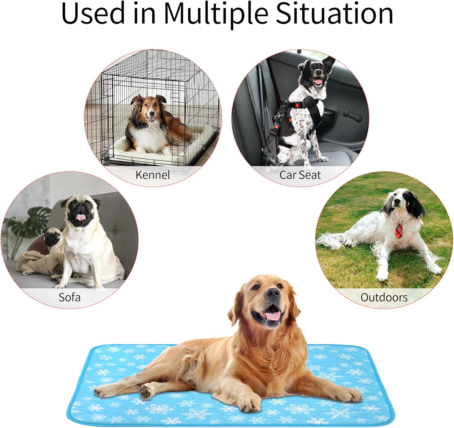 NACOCO Summer Pet Cooling Mat - Cat Dog Cushion Pad Sleeping Cool Snowflake Comfortable Soft for Pets Kids and Adults (Blue Snowflake, L) image number 5