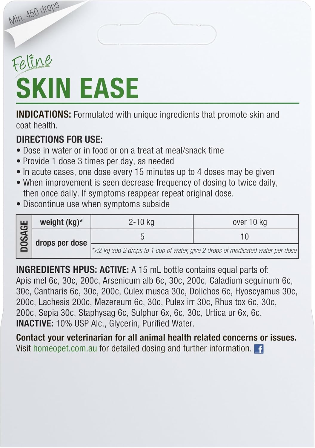 Homeopet Feline Skin Ease 15 Ml &ndash; Natural Cat Skin Relief Drops for Irritated Skin, Chewing, Scratching & Hair Loss &ndash; Natural Remedy to Relieve Cat Skin Issues & Support Healthy Coat. Vet Approved image number 1