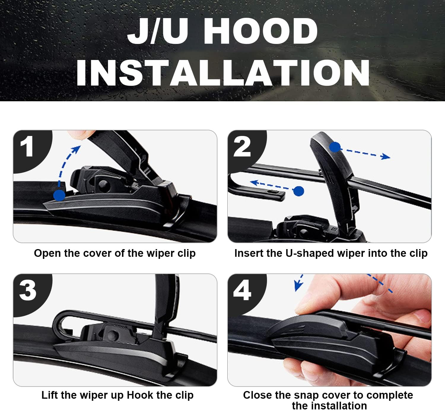 Premium U/J Hook 15"+15" Windshield Wiper Blades for 2007-2018 Jep Wrangler JK Original Equipment Replacement Jeep Wrangler Accessories (Pack of 2)