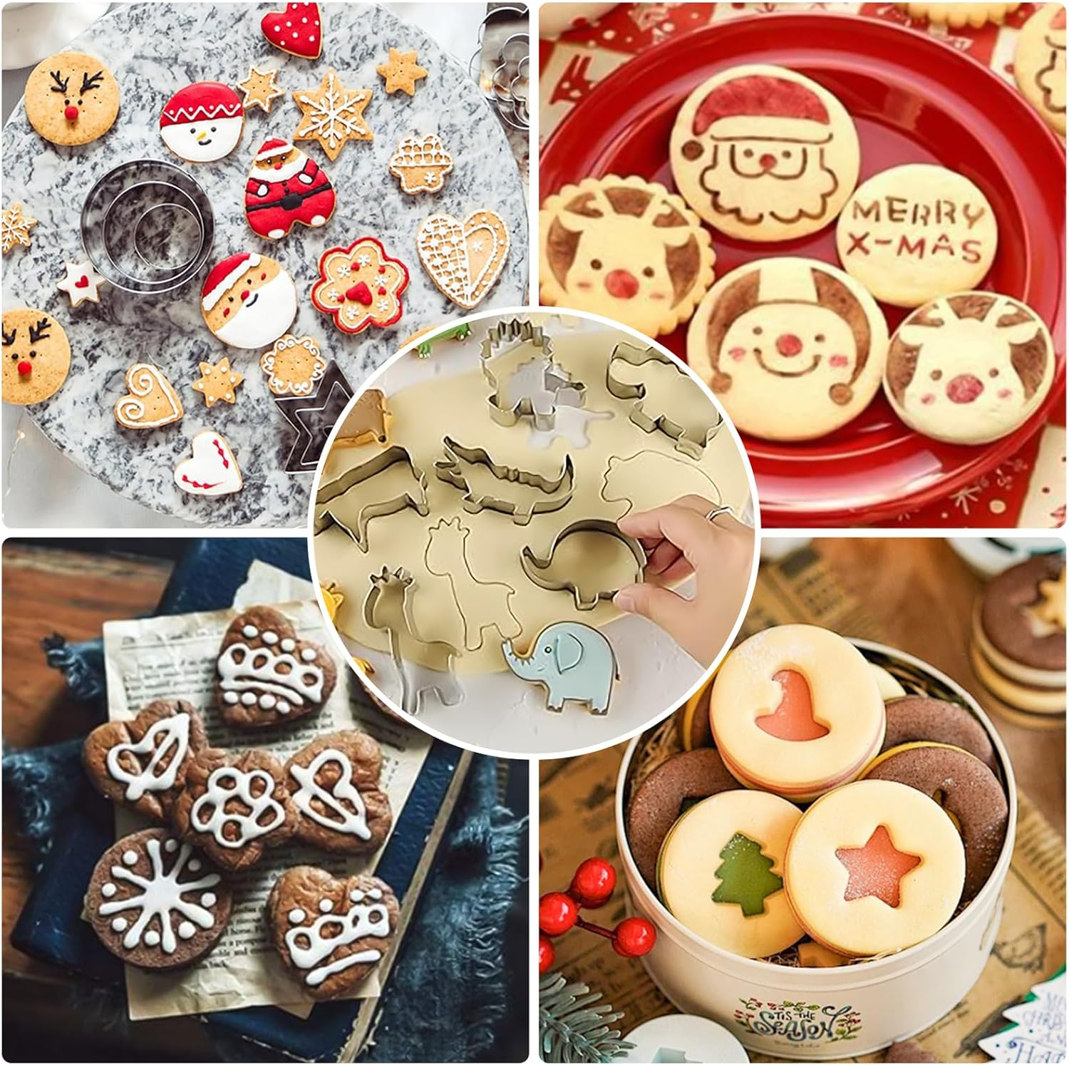 Cookie Cutters Set, 16-Piece Nonstick Baking Set, Complete Cake Baking Set with Baking Pan Baking Mat Rolling Pin Spatula Clamp (Animals) - Halloween image number 5