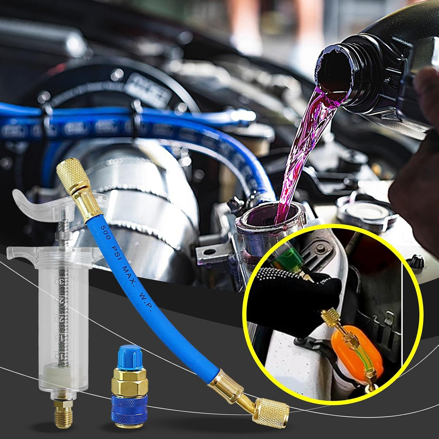 Aebtoe AC Oil Injector,Automobile Refrigeration Oil Filler - Pressure Resistant Refrigeration Liquid Injector for RV, Automotive, Truck, Workshop, Industrial, Garage image number 2