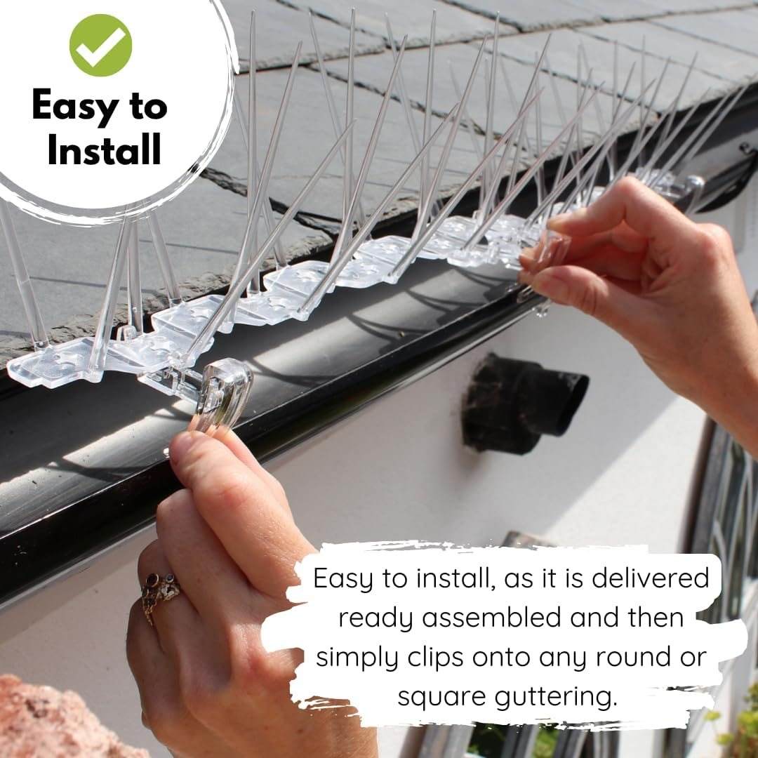 Defender Bird Spikes | Gutter Spikes Pack for Seagulls & Pigeons | Install Guide | 3 Metre image number 3