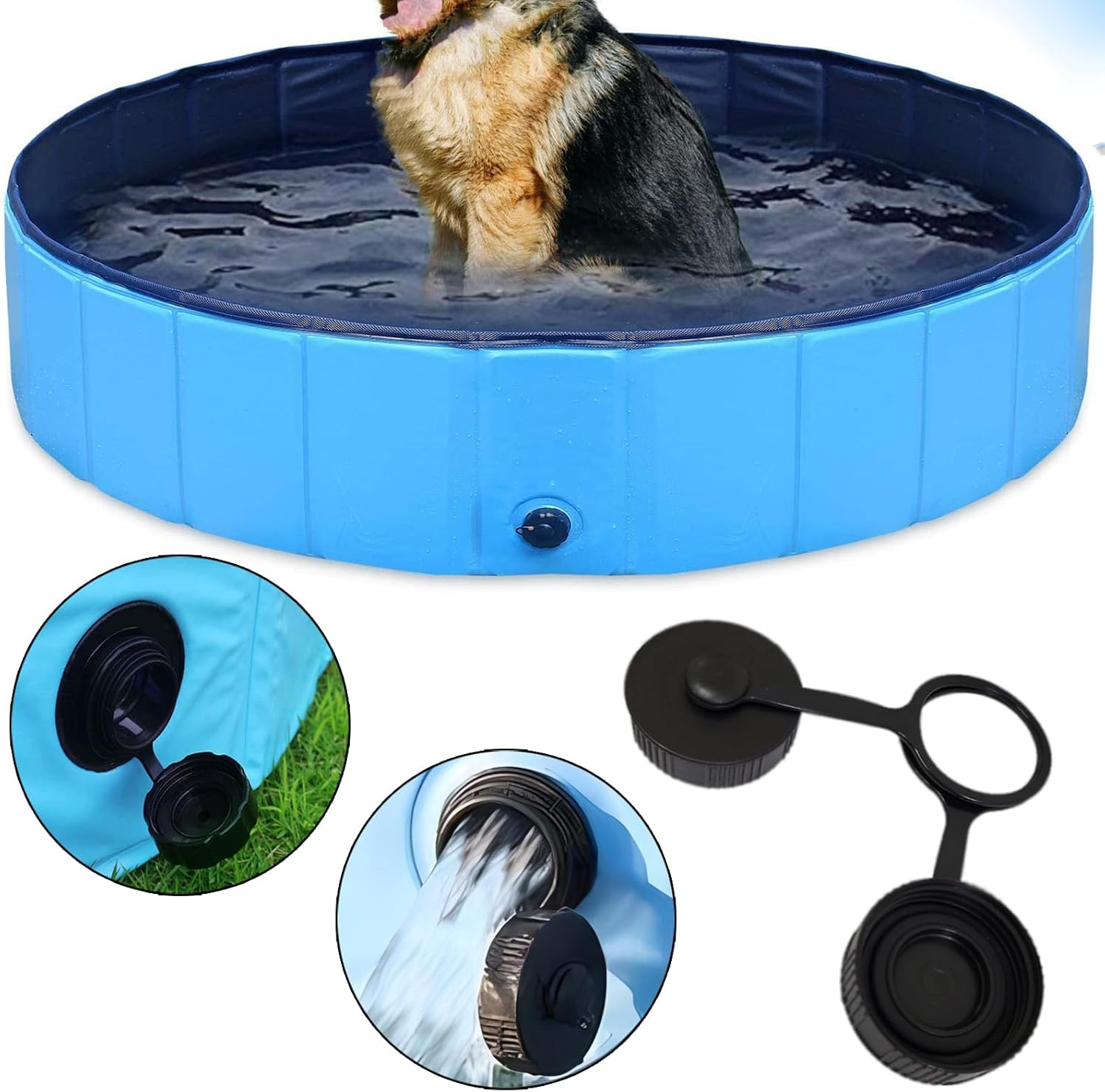 2X Dog Pool Drain Plug Pet Dog Bath Swimming Pool Plug Cap Collapsible Puppy Indoor Outdoor Bathing image number 3