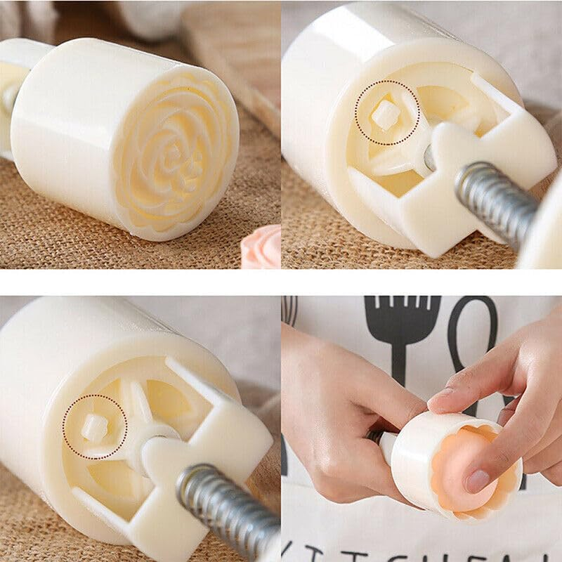 AIMALL Cookie Stamp Cookie Press Mid Mooncake Decor Cookies round Pastry Moon Cake Autumn Festival DIY Flower Stamps Mold Mould Press Cake Cutter Mold with 10 Stamps image number 1