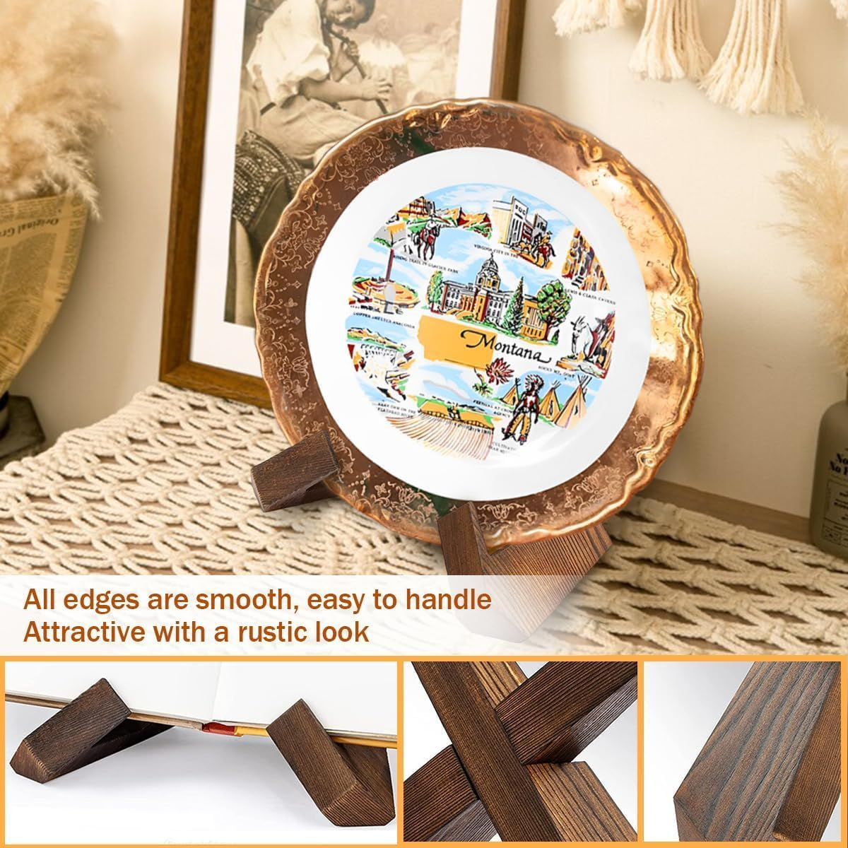 Cookbook Stand,Recipe Book Holder for Display Stand,Handmade Wooden Cookbook Holder,Table Top Decorative Easels Display,Modern and Traditional Kitchen Stand for Book,Craft Objects 1Pcs image number 4