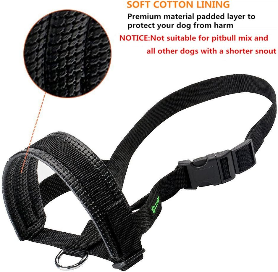 Lepark Nylon Dog Muzzle for Small,Medium,Large Dogs Prevent from Biting,Barking and Chewing,Adjustable Loop(L/Black) image number 4
