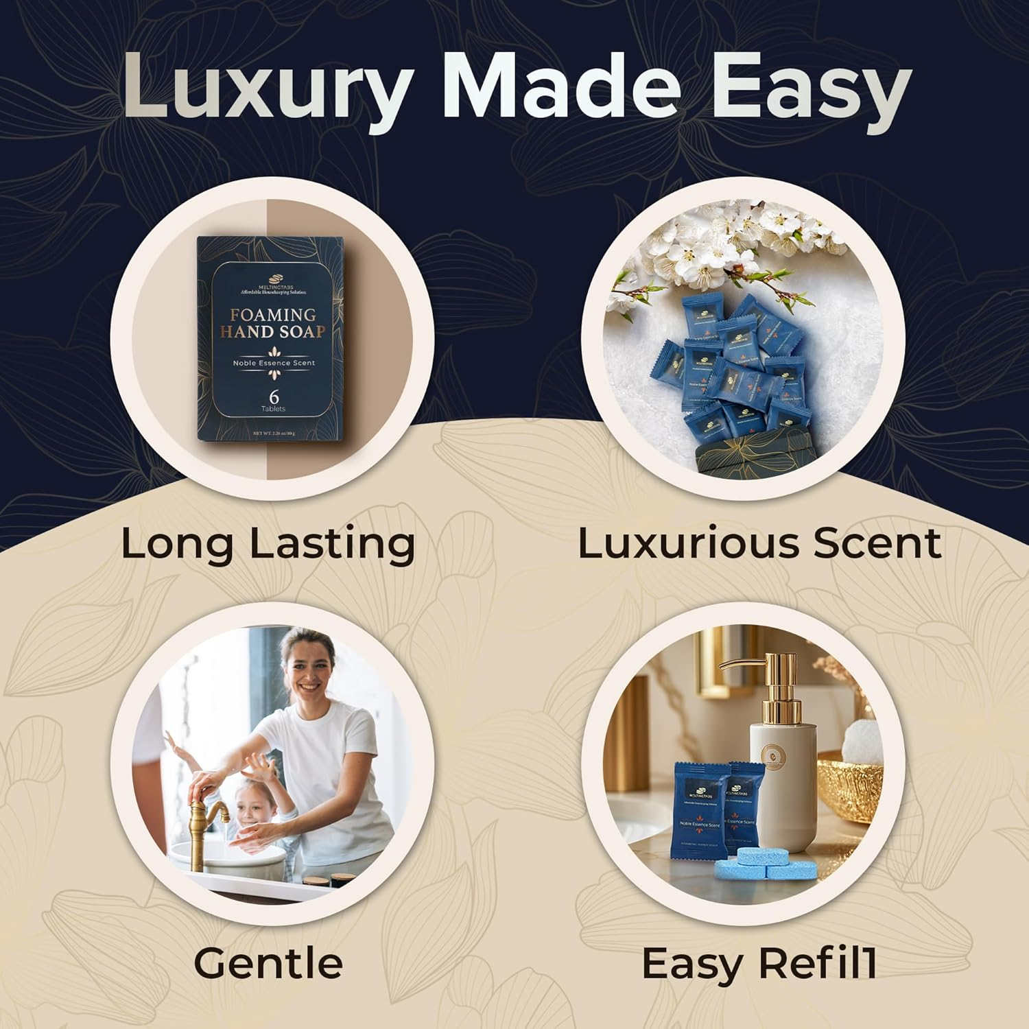 MELTINGTABS Foaming Hand Soap Tablets Refill &ndash; Noble Essence Scent, 6-Pack Concentrated Tablets for Foaming Soap image number 5