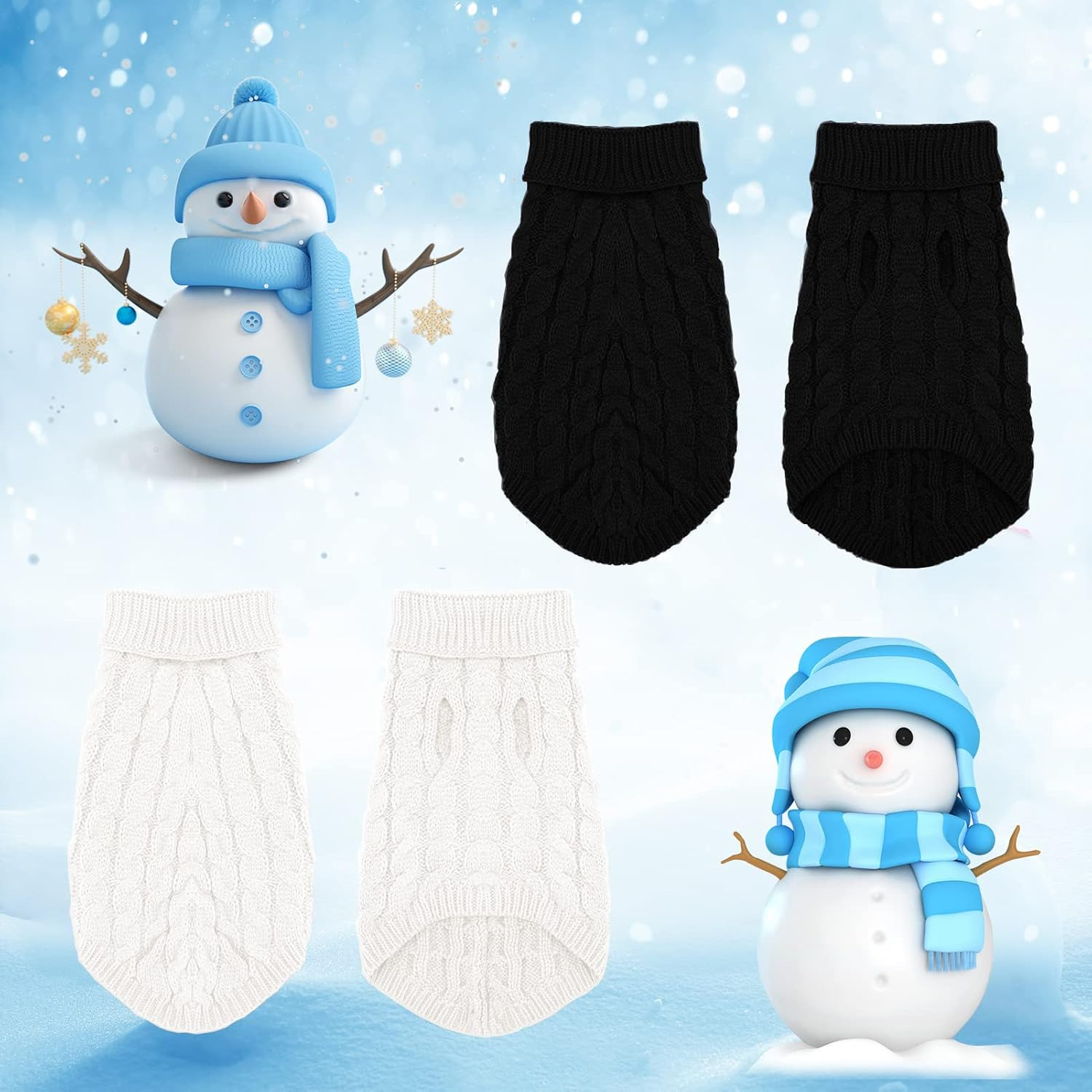 Dog Sweaters for Medium Small Dogs, Cat Sweater Dog Clothing Dog Jumper Puppy Turtleneck Knitted Dog Outfit Pet Twist Striped Vest Cute Warm Winter Clothes for Chihuahua, Dachshund (Black, Large)