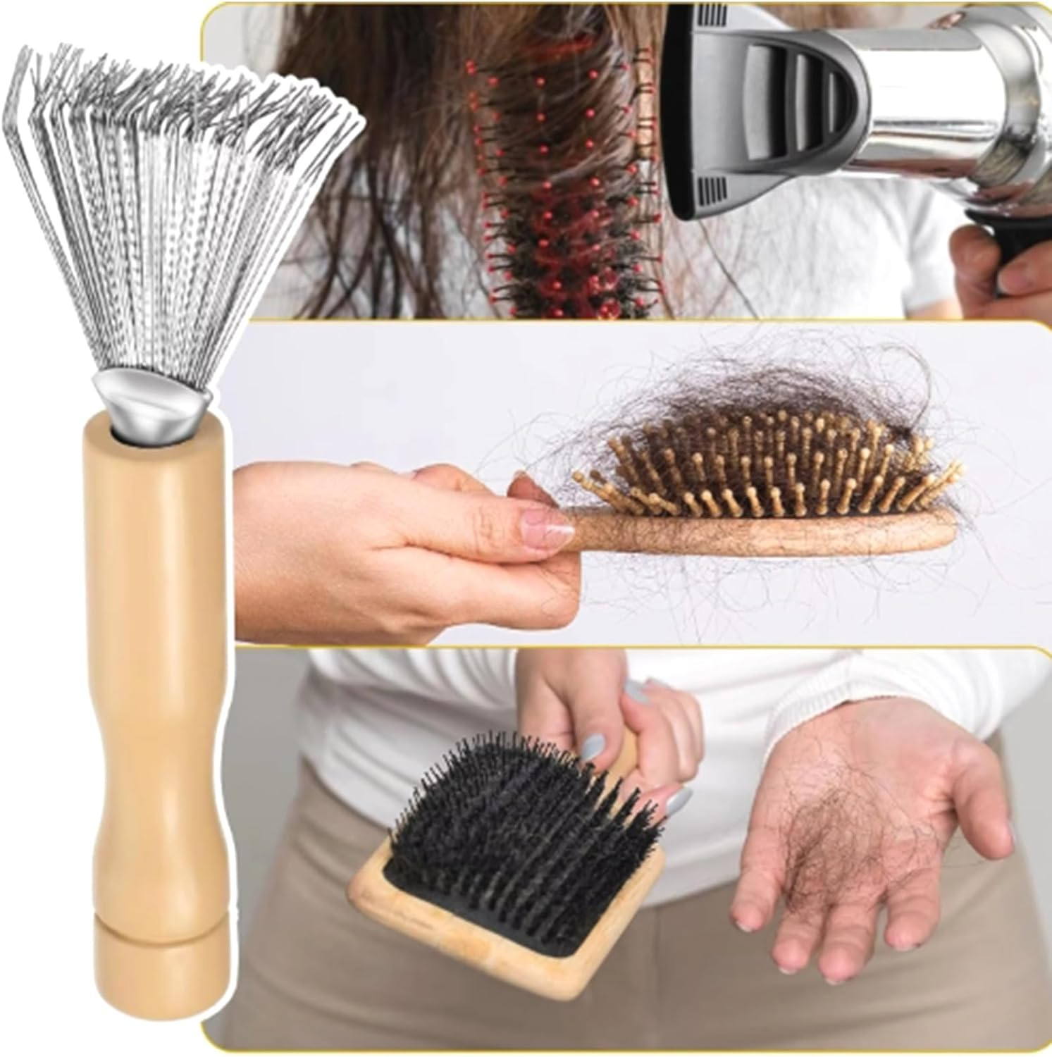 3 Piece Brush Cleaner, Hair Brush Cleaner, Hair Brush Cleaner Tool Set, Mini Hair Brush Remover for Combs, Carpets, Bath Mats, Hair Brush Cleaning image number 5