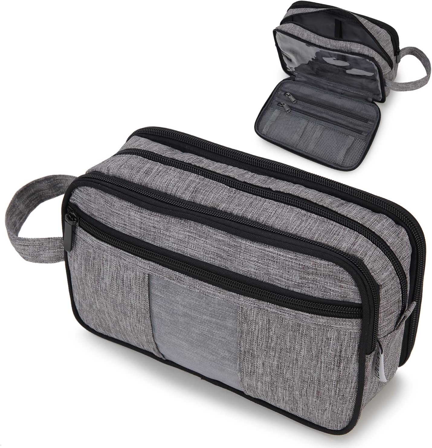 Toiletry Bag for Women, Travel Makeup Organizer with Hang Hook, Water-Resistant Shaving Bag for Men, VONXURY (Black)