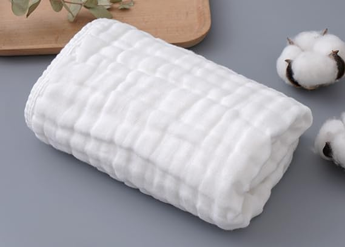 Cute Castle 6 Pack Muslin Burp Cloths for Baby - Ultra-Soft 100% Cotton Baby Washcloths - Large 20'' by 10'' Super Absorbent Milk Spit up Rags - Burpy Cloths for Unisex, Boy, Girl - White (6)