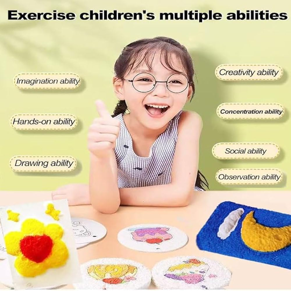 Lyhaogao Upgrade 3D Foam Texture Painting Kit, 3D Drawing Magics Canvas Sponge, Foam Texture Blank Painting Paper, DIY Bubble Drawing Pens Art Supplies Kit image number 2