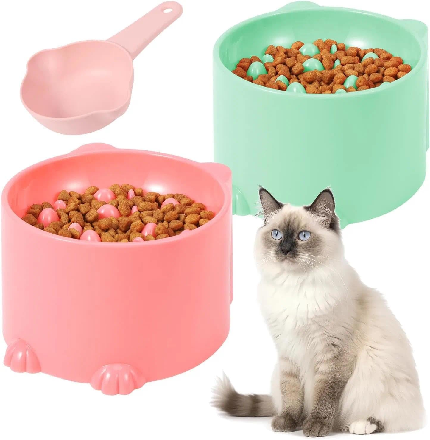 Elevated Slow Feeder Cat Bowl with Ergonomic Design for Healthy Feeding and Digestion Support-Ermaoo image number 2