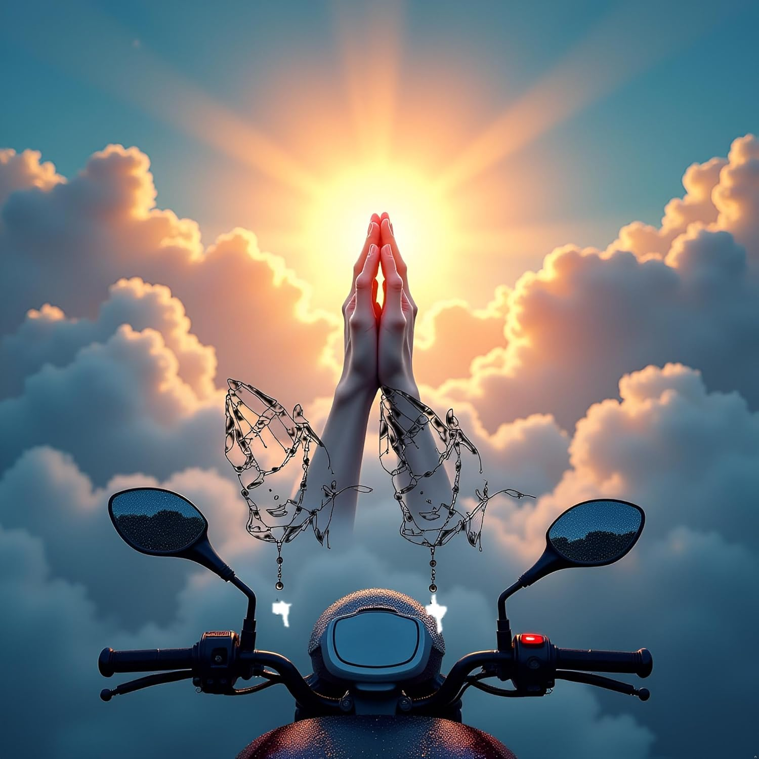 2 Pcs/Set White Hands Praying Pearl Jesus Car Sticker, Personalized Rosary Car Sticker, Waterproof Christ Decal Stickers for Laptop Motorcycle Door Wall Decoration Automotive Stickers