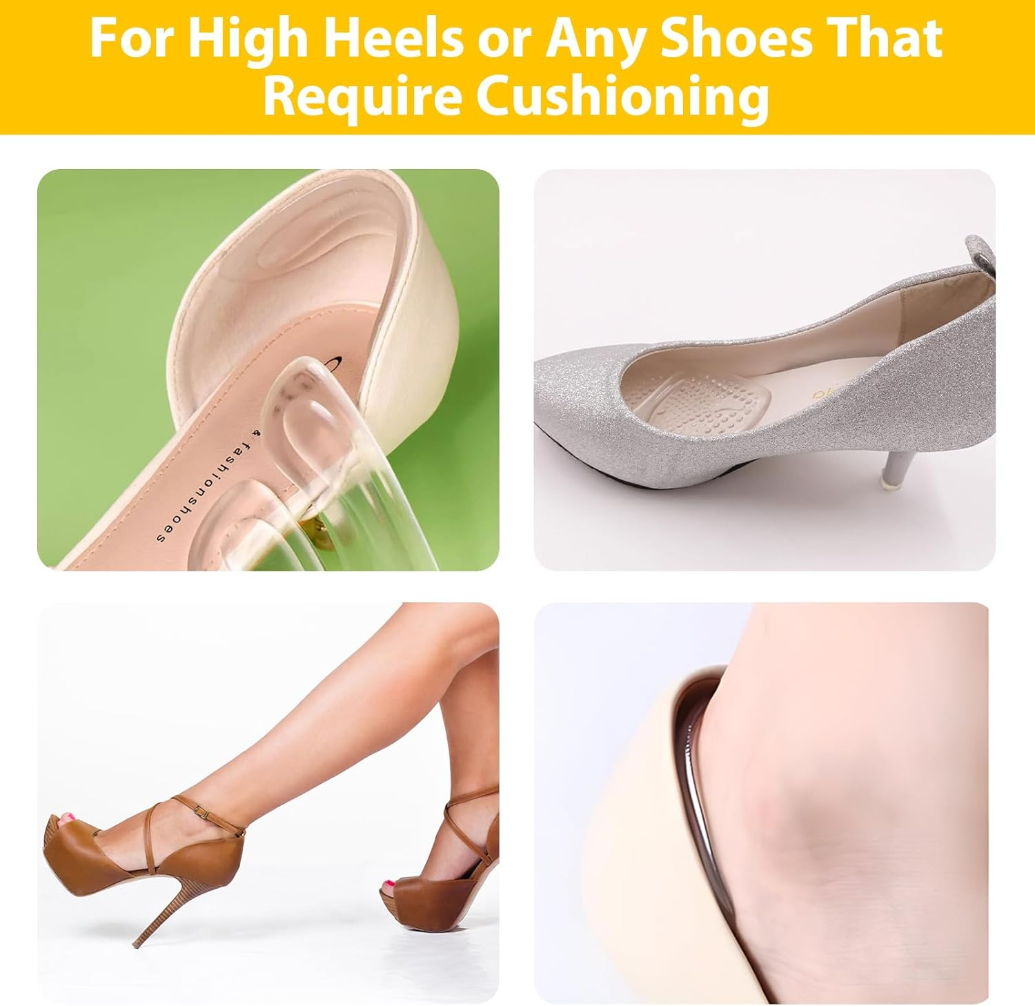 16 Pcs Heel Grips Liner Cushions Inserts, Self-Adhesive Tongue Pads Heel Grip for Shoes for Women and Men, 5 Shapes to Anti-Slip Improve Shoe Fit & Prevent Foot Pain Blisters (Clear) image number 5