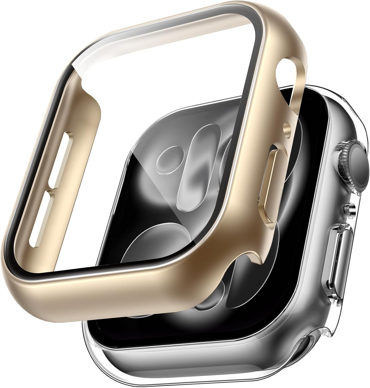 TAURI 2 Pack Hard Case Designed for Apple Watch Series 9 (2023) Series 8/7 41Mm, [360&deg; Shockproof] with 9H Tempered Glass Screen Protector, [Scratch-Resistant] Cover - Black