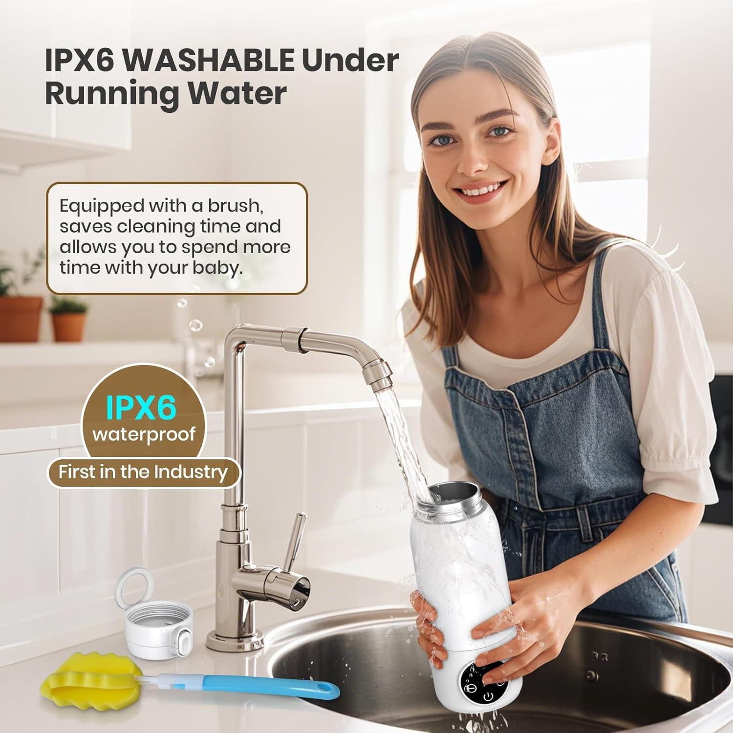 Portable Milk Warmer for Travel,17 Oz Large Capacity 2 Min Fast Heating for Breast Milk,Formula & Water Precise Temp Control IPX6 Washable Design Bottle Warmer Portable for Outdoor,Car,Airplane Use image number 5