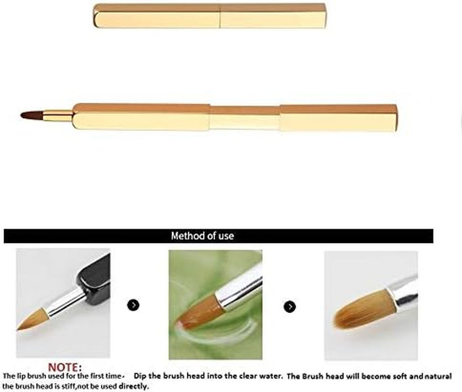 Exquisite Professional Lip Brush Applicators-Retractable Lipstick Brushes- Lipstick Gloss Makeup Brush Tool for Women and Girls (Bright Gold) image number 6