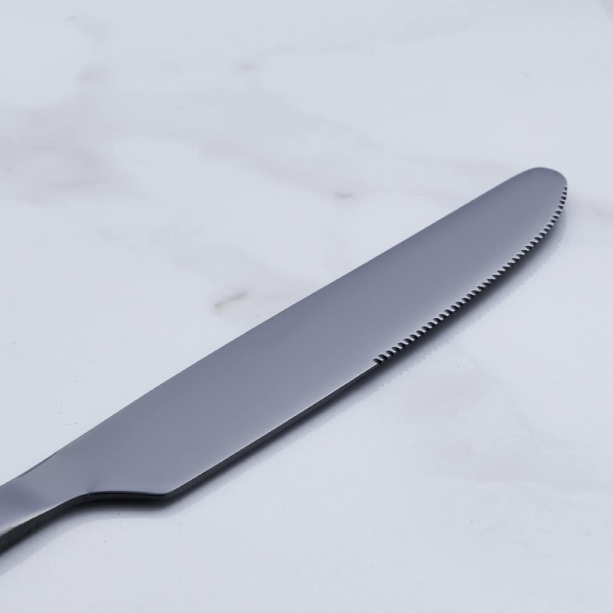 Black Dinner Knife Set, 9.2-Inch(23.4Cm) Stainless Steel Shiny Black Dinner Table Knife Silverware, Set of 6 image number 5