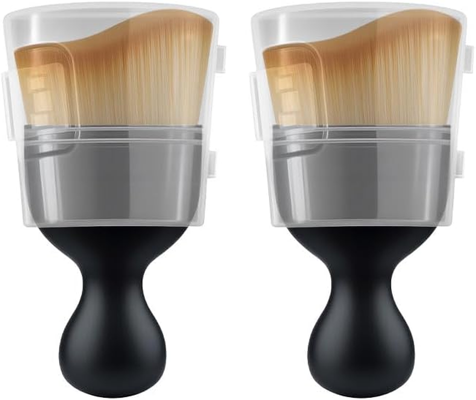 2PCS Car Interior Cleaning Brush with Cover Automotive Dusting Tool Soft Bristle Detailing Brush for Car Dashboard, Airconditioning Vents, Screen,Seats & Beauty Foundation Brush image number 2