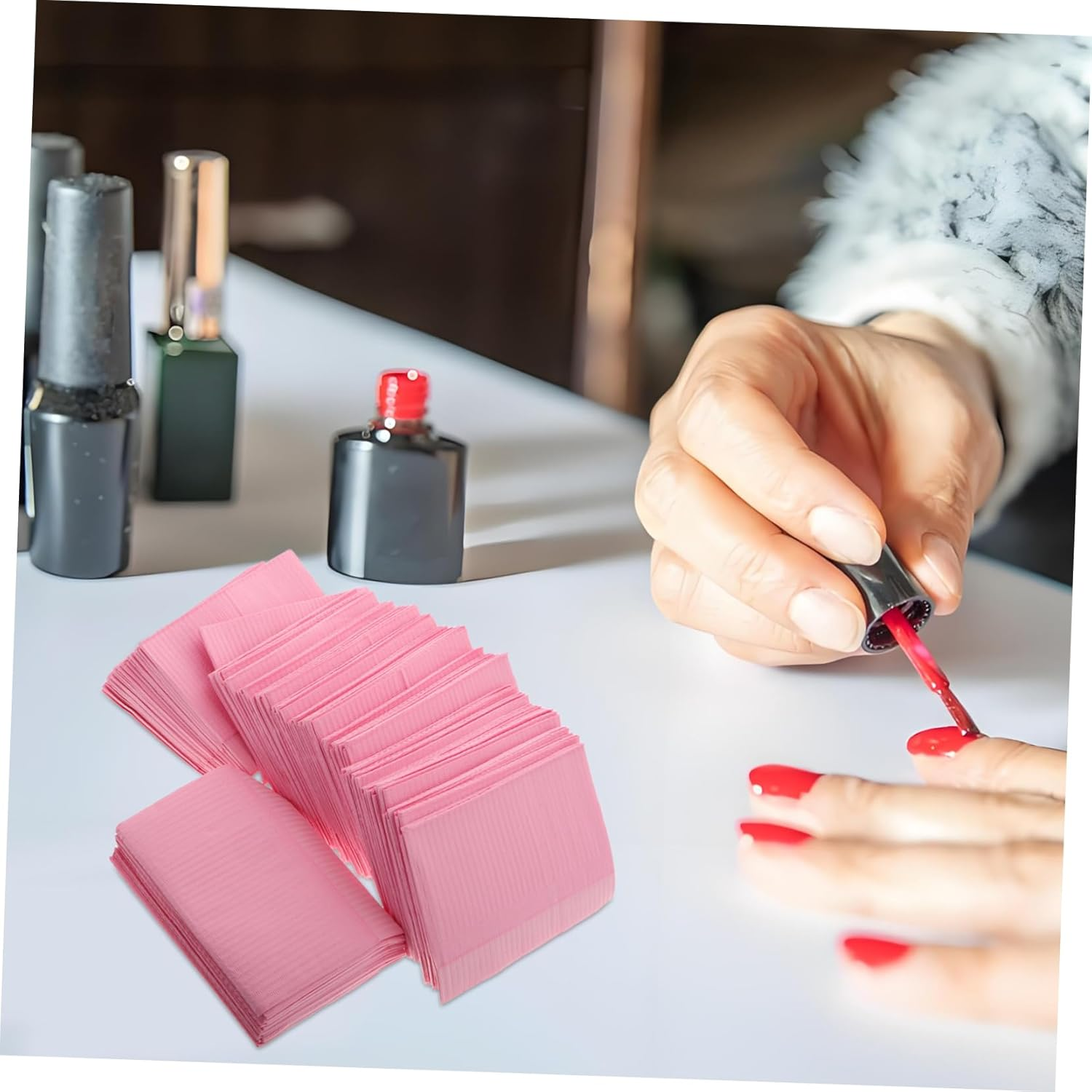Healeved 125Pcs Disposable Nail Table Mats Soft Nonwoven Beauty Hand Oil and Water Resistant Manicure Desk Sheets for Professional Salons image number 5