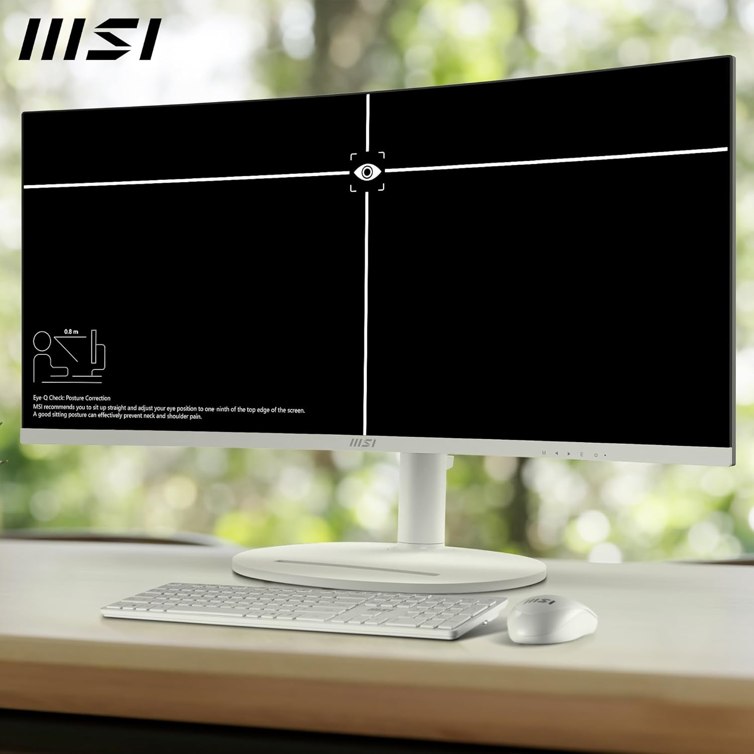 MSI Modern MD342CQPW 34" Ultrawide USB-C 98W PD Height Adjustable Curved Professional Monitor, WUQHD 3440X1440, VA, Frameless, 120Hz, 1Ms, 2Xhdmi&Dp Port, KVM, USB Hub 2A1B, Speakers, VESA, White image number 3