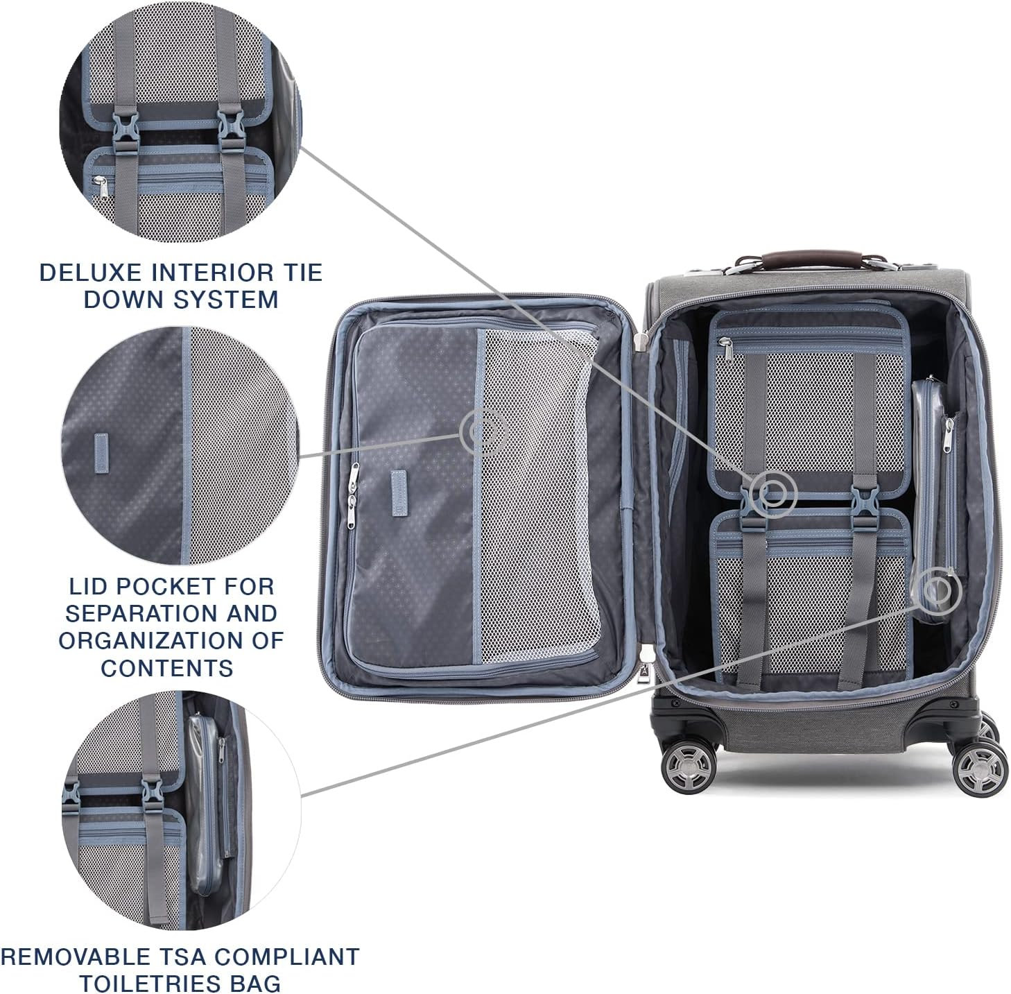 Travelpro Luggage Platinum Elite 20" Carry-On Expandable Business Spinner W/Usb Port - Vintage Grey image number 6
