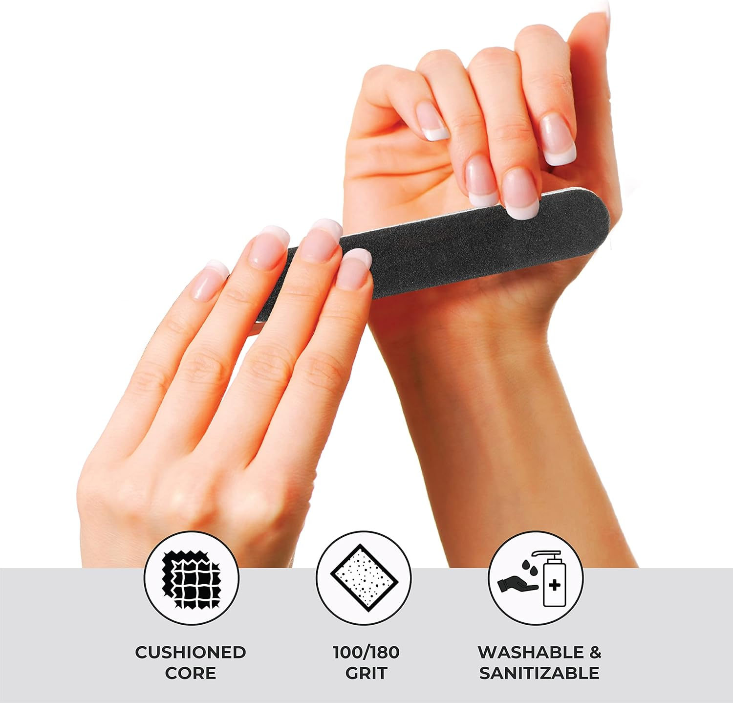 Forpro Mini Foam Board, Black, 100/180 Grit, Double-Sided Manicure Nail File, Individually-Wrapped, 3.5&rdquo; L X .5&rdquo; W, 50-Count image number 7