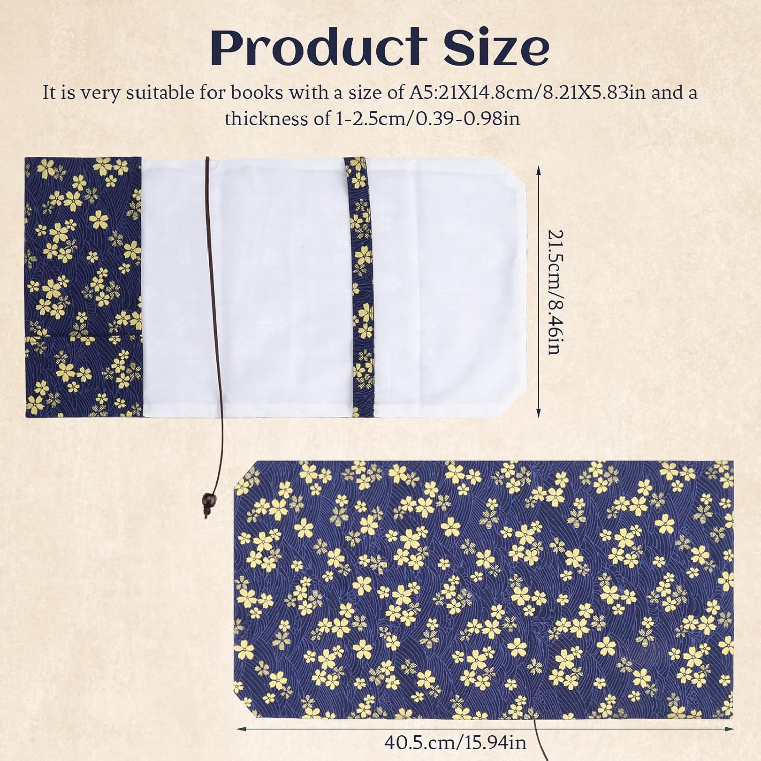 A5 Size Paperback Book Cover Protector, Adjustable Canvas Book Sleeve for Reading Lovers, Floral Print Soft Cloth Notebook Cover for Hardcover Bible Journal Textbook (Style A, A5) image number 4