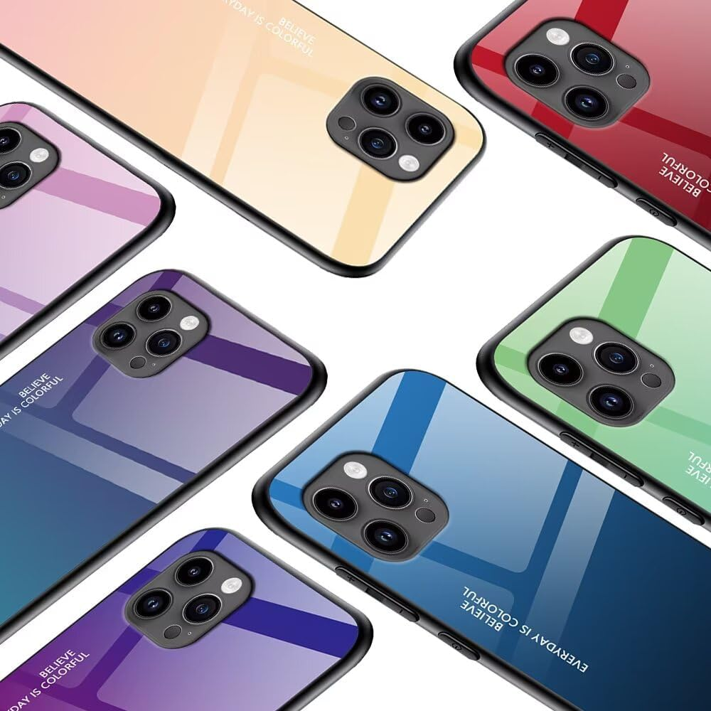 EASSGU Case Suitable for Oppo A5X (6.67 Inches), Glass Back with Colour Gradient, anti Drop and Anti-Scratch Mobile Phone Case - Pink Purple image number 5