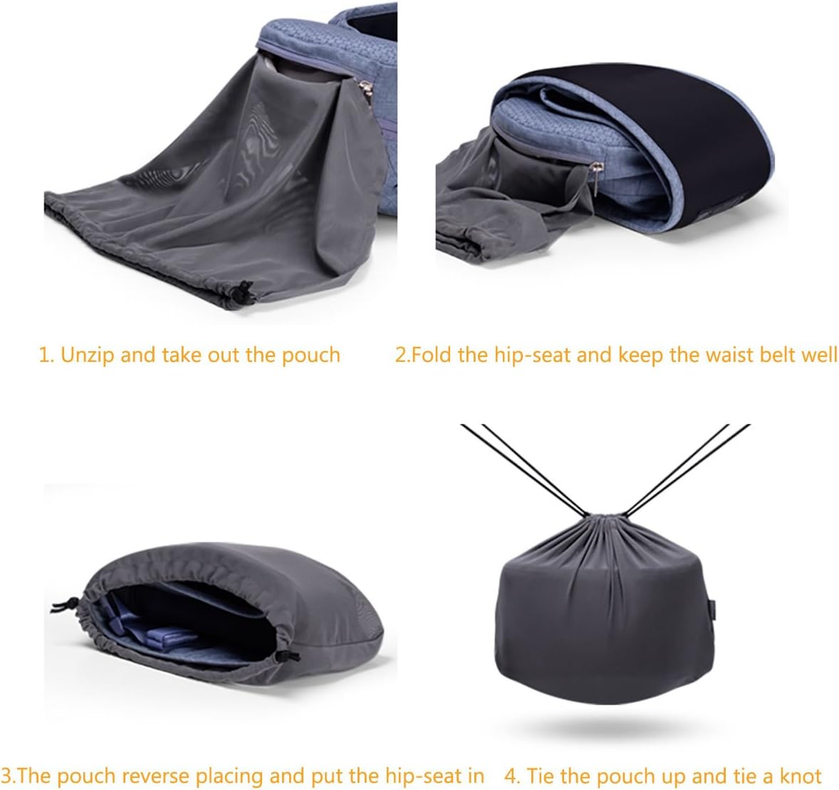 Bebamour Foldable Baby Hip Seat Carrier Ergonomic Toddler Waist Seat for 0-36 Months (Light Grey) image number 6