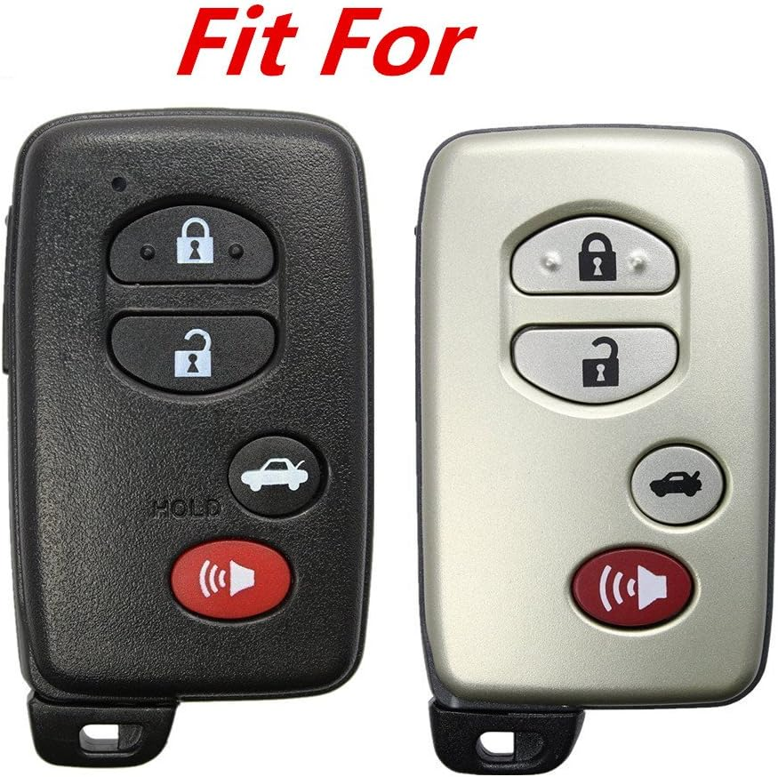 WFMJ Leather for Toyota Camry Avalon Corolla Highlander Prius RAV4 Venza Remote 4 Buttons Key Case Holder Cover Fob Chain (Black) image number 1