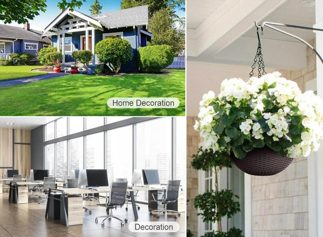 Springup 2 Pack 8.3 Inch Hanging Planters for Indoor Outdoor Plants, Trendy Rattan Design Hanging Flower Pots with Drain Holes, Plant Containers for Garden,Home Decoration,Gift (White) - Dark Grey image number 2