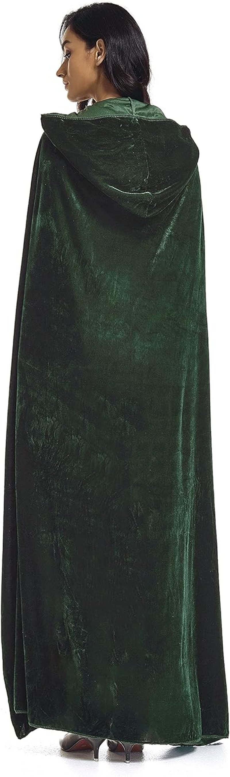 Velvet Cloak, Adult Hooded Cloak Velvet Cape Halloween Witch Costume for Men and Women Cosplay Costumes 59Inch image number 2