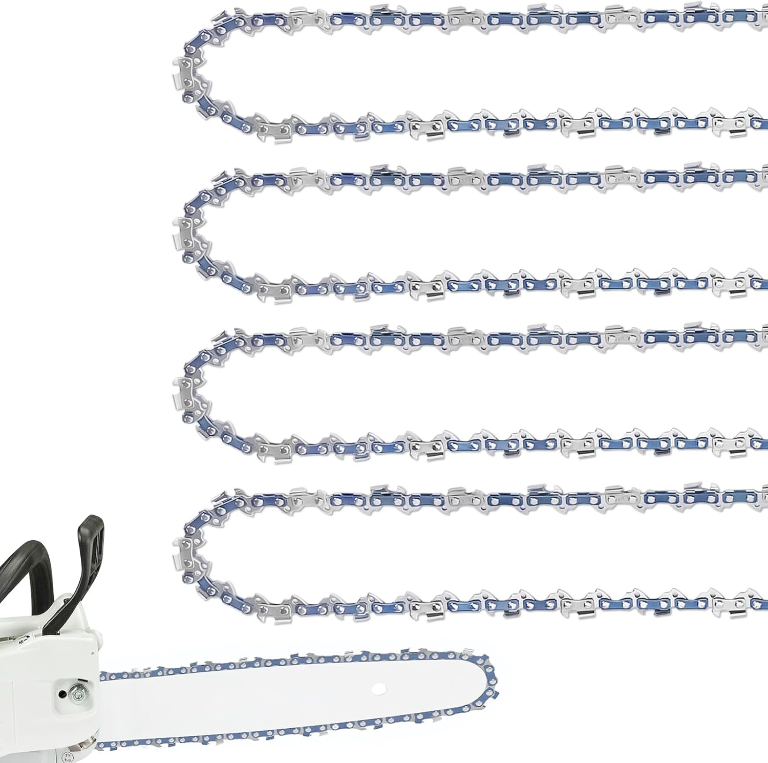 4 Pack 16 Inch Chainsaw Chain 3/8" LP Pitch .043'' Gauge 56 Drive Links Fits Milwaukee, EGO, Dewalt, Greenworks and More image number 1