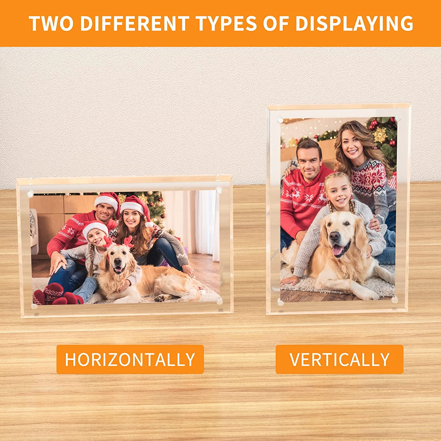 NIUBEE 5X7 Picture Frame, Acrylic Clear Photo Frame with Magnets for Tabletop Display, 2 Pack (Clear-4&times;6&ldquo;) image number 3