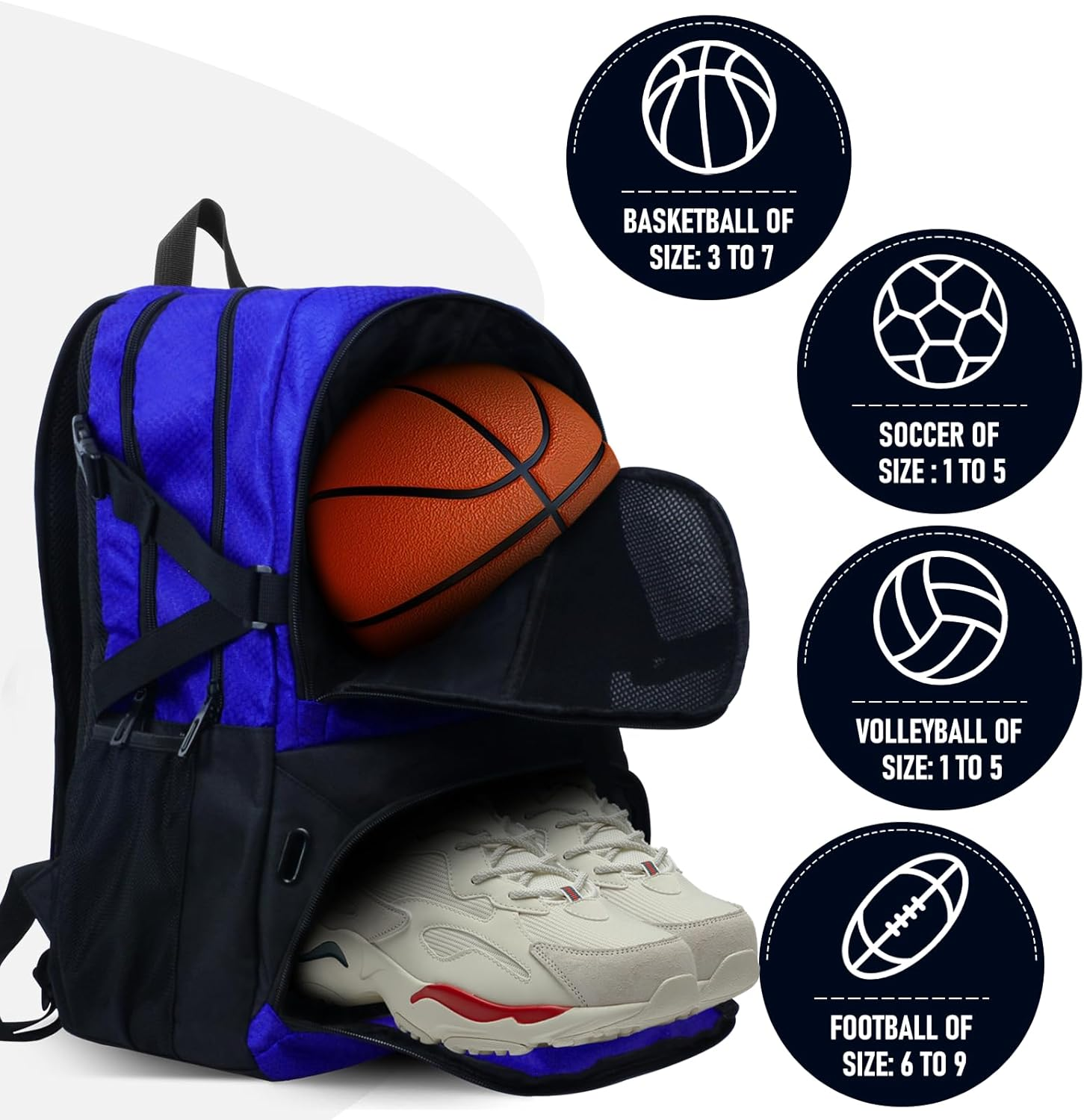 Basketball Backpack, Waterproof Basketball Bag with Large Shoe and Ball Compartment, Backpack for Women Men, Sports Equipment Bag for Soccer, Volleyball, Gym, Outdoor, Travel, 30L image number 5