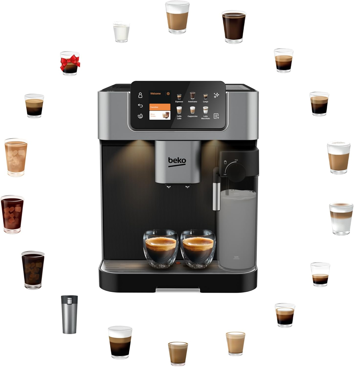 BEKO Caffeexperto Automatic Espresso Machine CEG 7348 X with Milk Frother and Cup image number 5