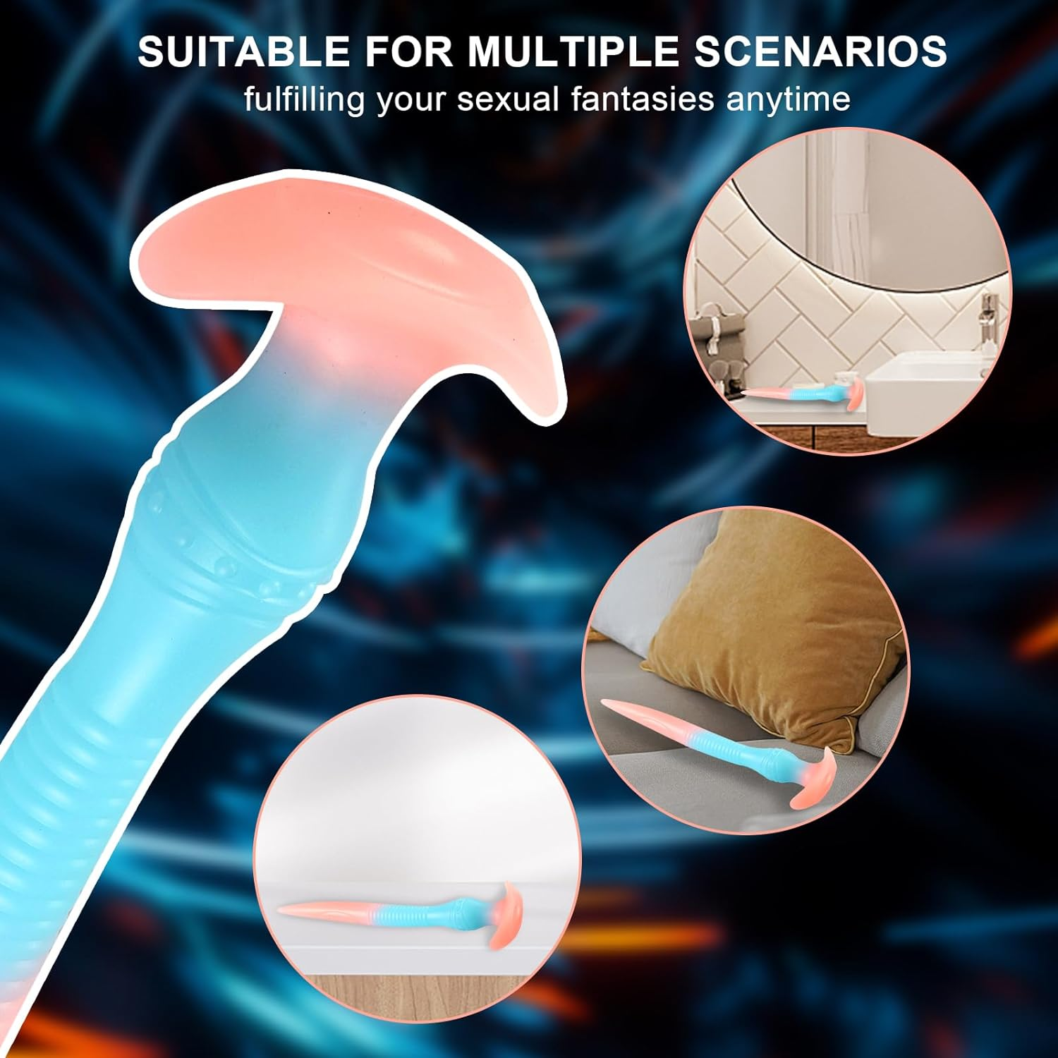 11.4-Inch Soft Liquid Silicone Plug,Super Long Dildo, Unisex, Suitable for Prostate Massage, Training, and G-Spot Stimulation, Glows in the Dark,Small for Beginner image number 3