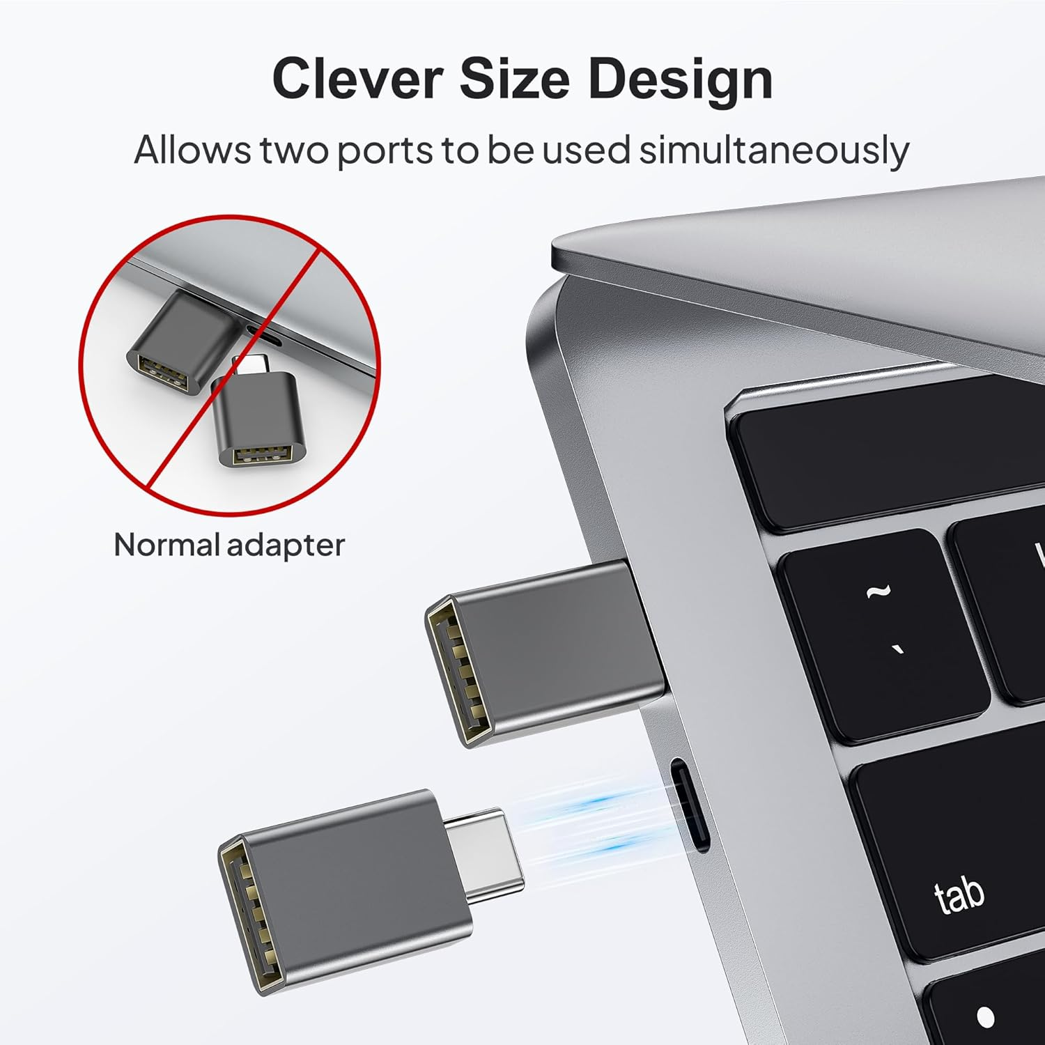 Elebase USB C to USB Adapter 4Pack,Usbc Male to USB 3.0 Female Macbook Pro Air Adapter,Type C Thunderbolt 3 OTG Converter for Flash Thumb Drive,Ipad 11 Air 7,Mac,Apple Iphone 16 16E 15,Samsung S25 S24 - Grey image number 6