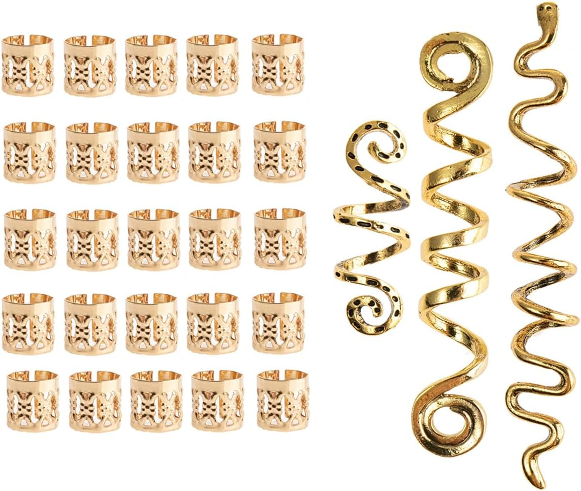 VOANZO Viking Hair Accessories Kit Viking Hair Beads Adjustable Metal Cuffs Hair Braiding Beads for Women Men Braids Decoration image number 6