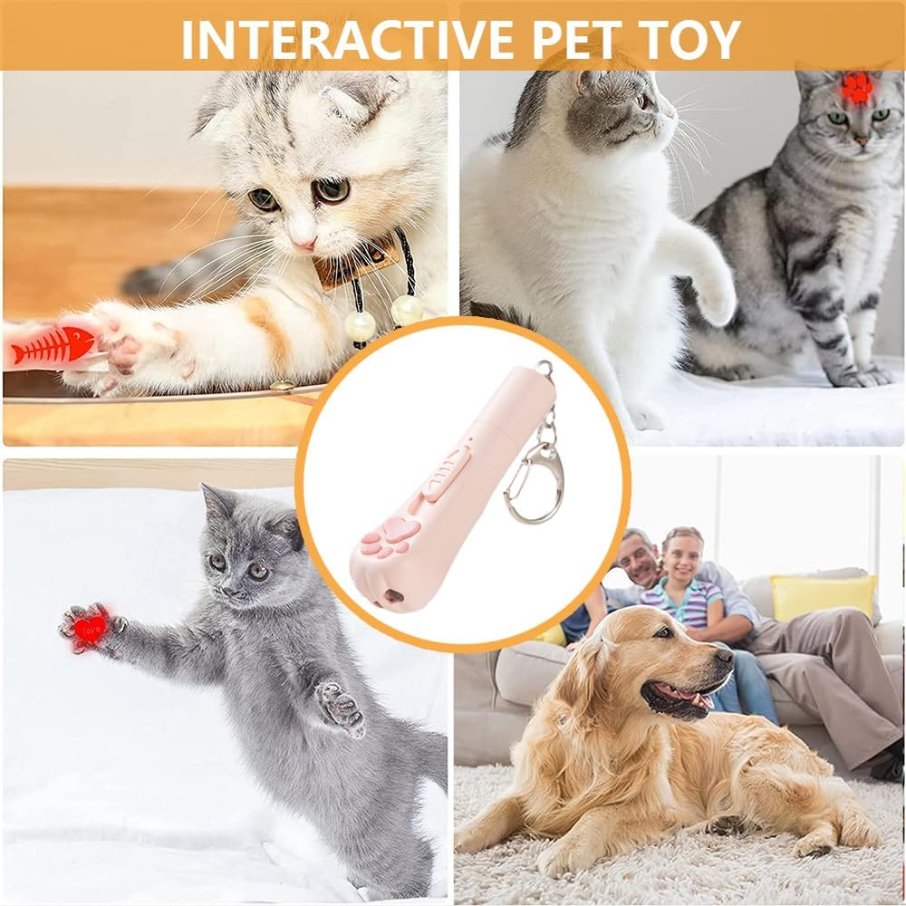 Vekol Cat Laser Toy, LED Pointer Interactive Toys Indoor Cats Dogs Laser, Long Range 5 Modes Laser Projection Playpen USB Rechargeable for Kitten Outdoor Pet Chasing Exercise (Pink) image number 5