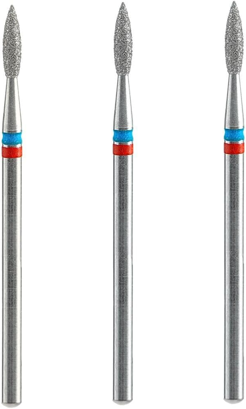 STALEKS PRO DUO Flame Diamond Cutter Set 3 Pieces 2.1 X 0.8Mm Cuticle Manicure Pedicure Flame Shape (Soft Grit, Medium) image number 2