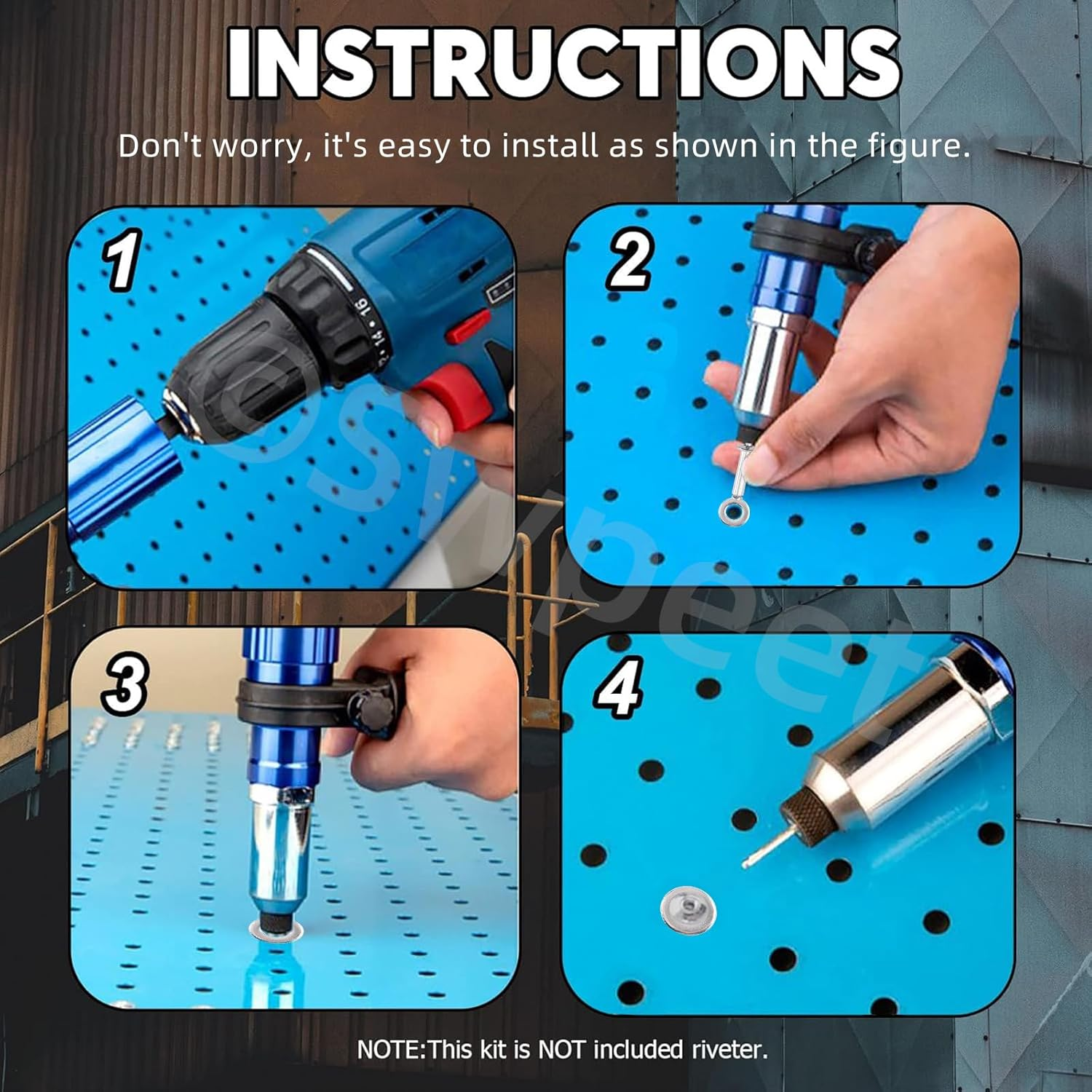 Swpeet 560Pcs Silver 3/32" 1/8" 5/32" 3/16" Pop Rivets Assortment Kit with Stainless Steel Backup Washers, Assorted Aluminum Blind Rivets with Divider Labeled Case for Storage - Silver image number 6