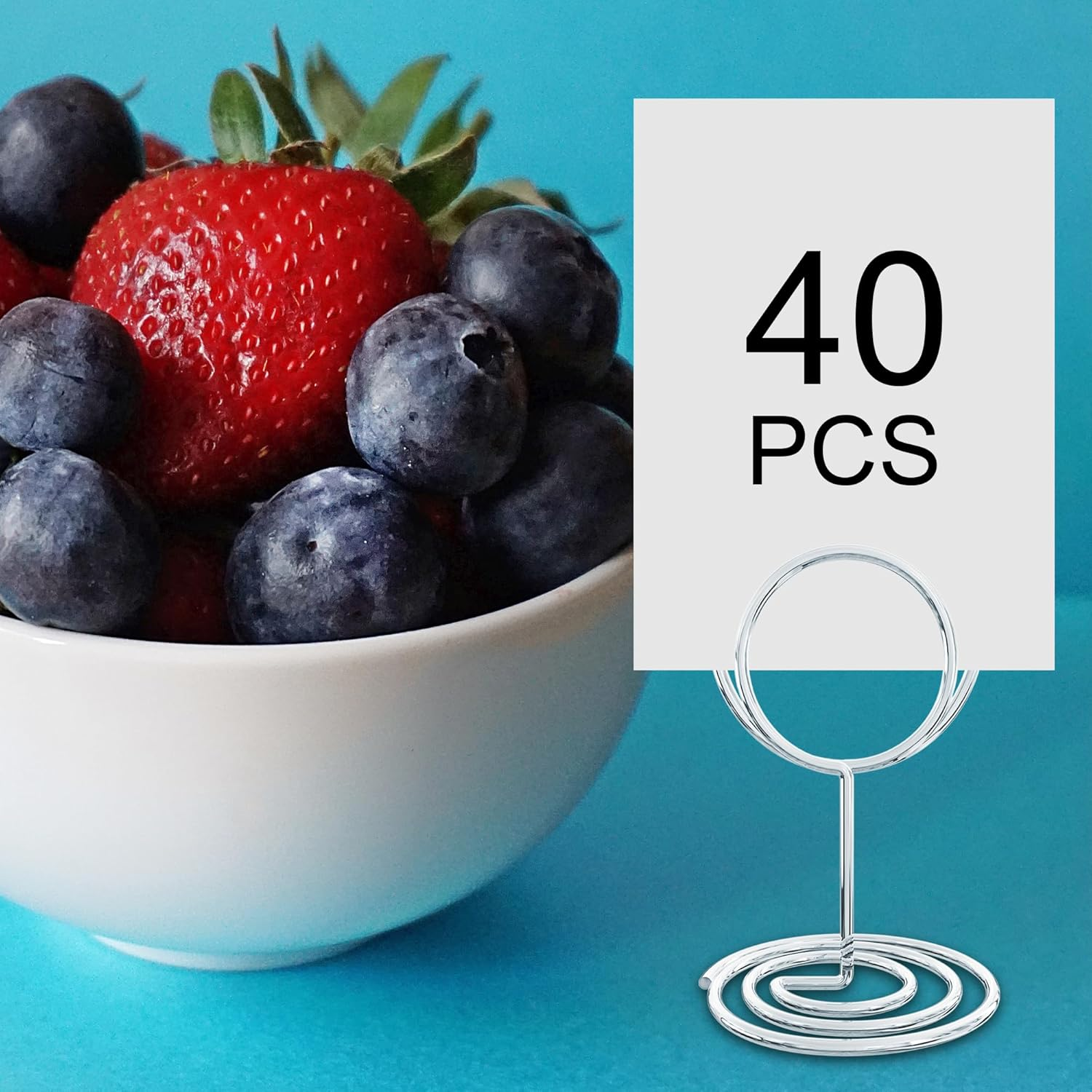 40PCS Table Number Holders, Place Cards Holder, Mini Food Labels Menu Holder, Photo Holders, Idea for Centerpieces, Wedding, Birthday, Party Decoration (Silver) image number 1