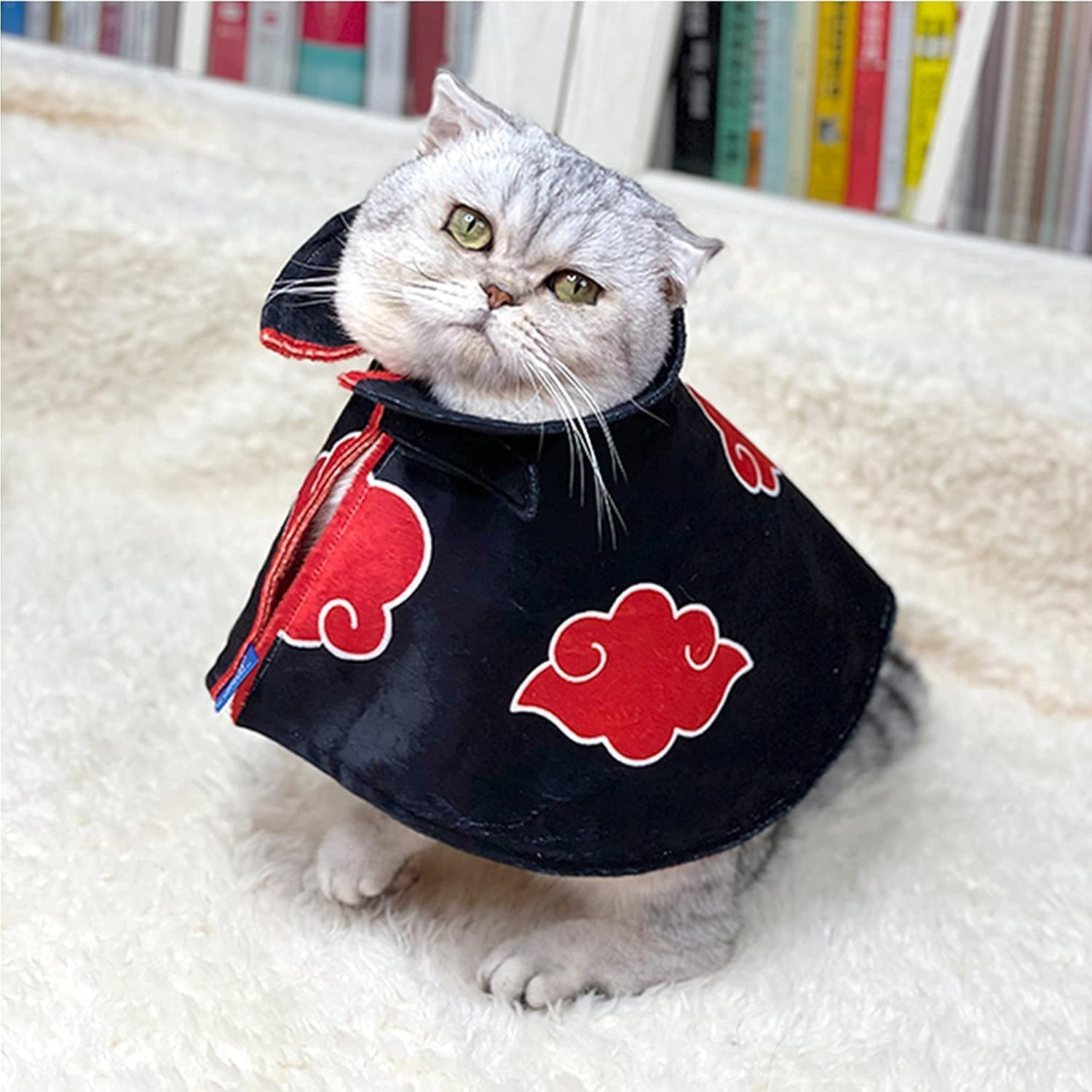 Cat Cloak Costume Anime Halloween Pet Clothes Puppy Cosplay Plush Ninja Cloak Christmas Cute Party Dog Cape Dressing up Gift(Black) image number 2