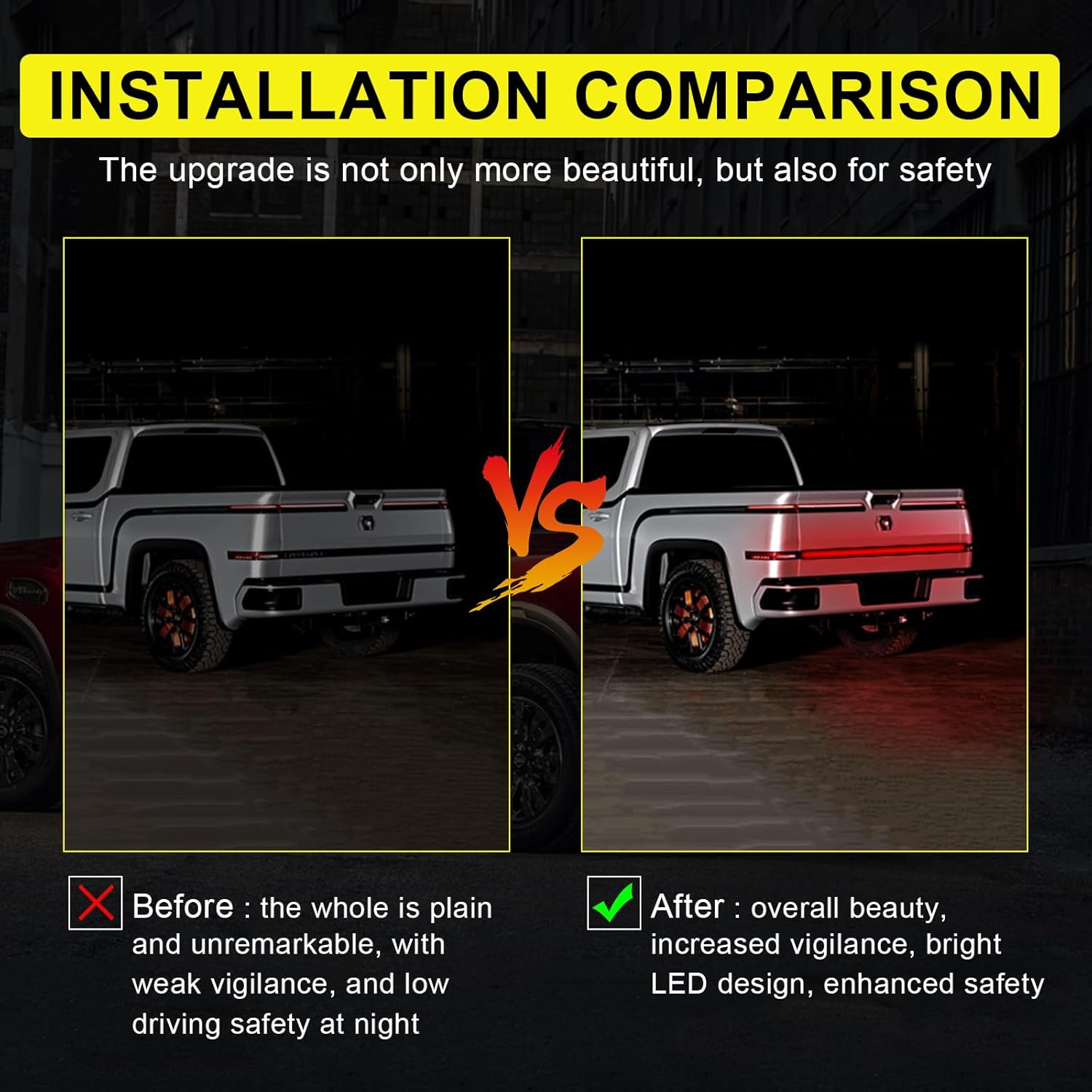 Kaidengzhe Tailgate Light Bar 60 Inch Triple Row LED Truck Tail Light Strip with 5 Function Red Brake White Reverse Amber Turn Signal Double Flash Light Taillight Strip for Pickup SUV RV Trailer Car image number 4