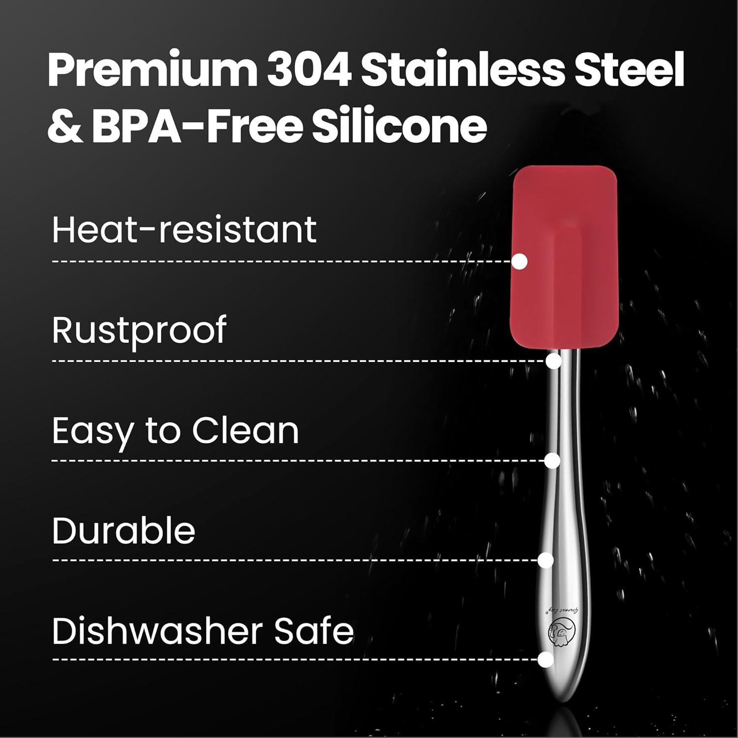 5Pcs Silicone Spatula Cooking Utensils Set with Stainless Steel Handles, Premium Heat-Resistant Kitchen Utensils for Baking, Spoonula & Silicone Brush Included, Safe for Nonstick Cookware (Red) - Red image number 6